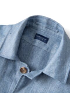 Sky Blue Herringbone Linen Overshirt Product Thumbnail 2