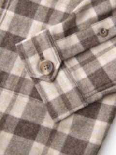 Brown and Beige Plaid Cashmere Blend Shirt Jacket Product Thumbnail 7