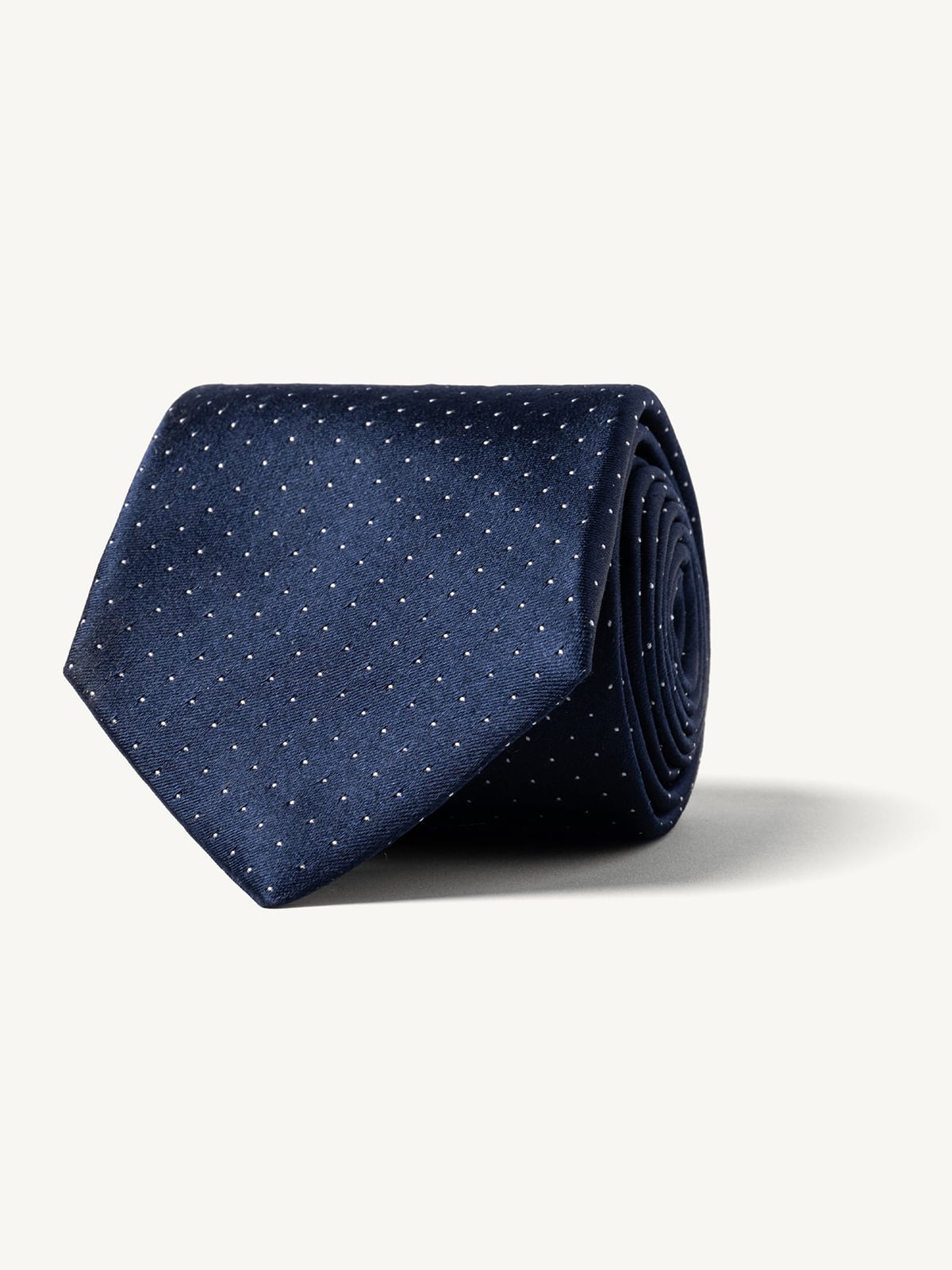 Navy and White Pindot Silk Tie | Proper Cloth
