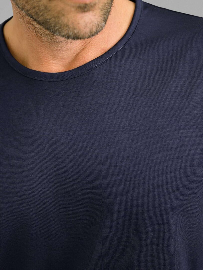 Navy Merino and Lyocell T-Shirt