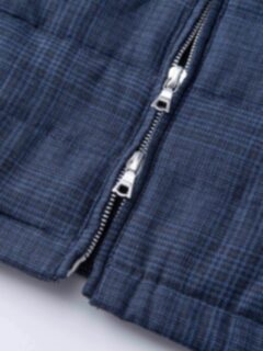 Brera Navy Glen Plaid Cotton and Linen Zip Vest Product Thumbnail 3