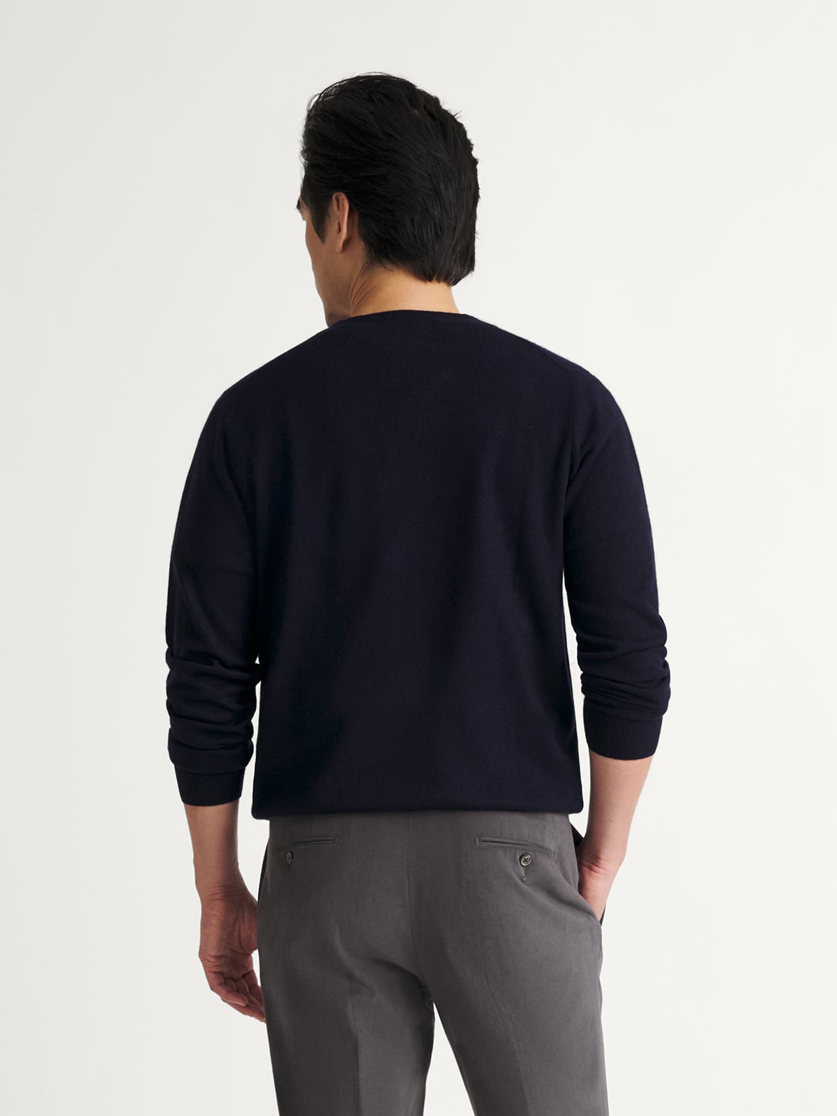 Navy Scottish Cashmere V-Neck Sweater by Proper Cloth