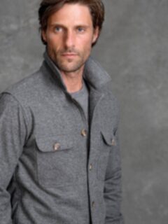 Grey Wool and Cashmere Knit Overshirt Product Thumbnail 4