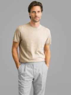Beige Cotton and Silk Knit T-Shirt Product Thumbnail 2