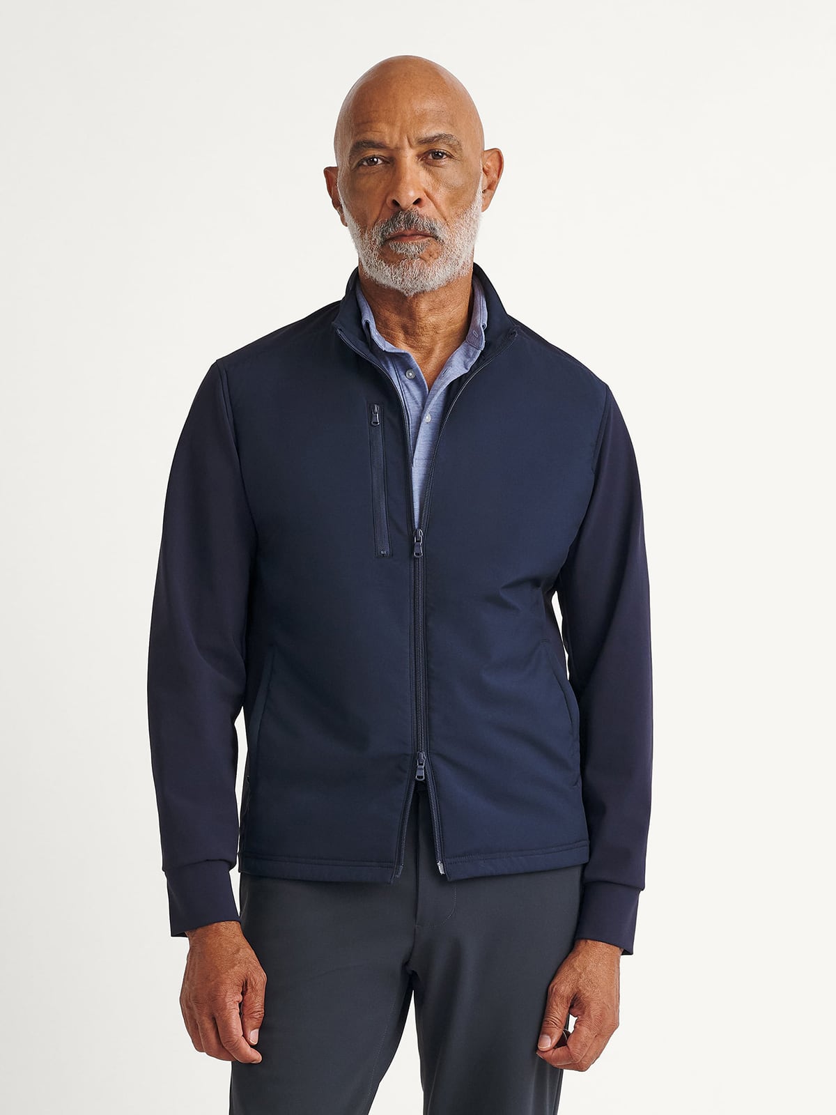 Lucca Navy Performance Golf Zip Jacket | Proper Cloth