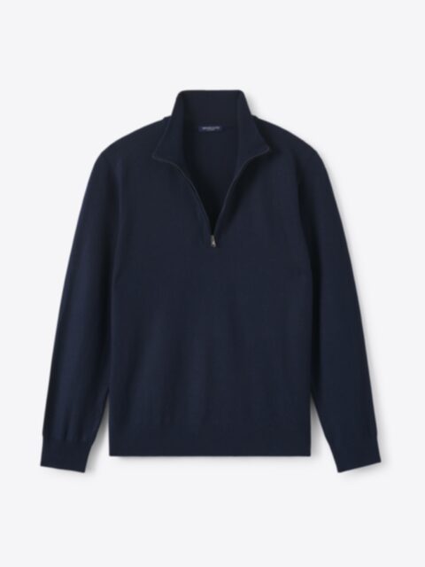 Navy Textured Wool Waverly Jacket - Custom Fit Tailored Clothing