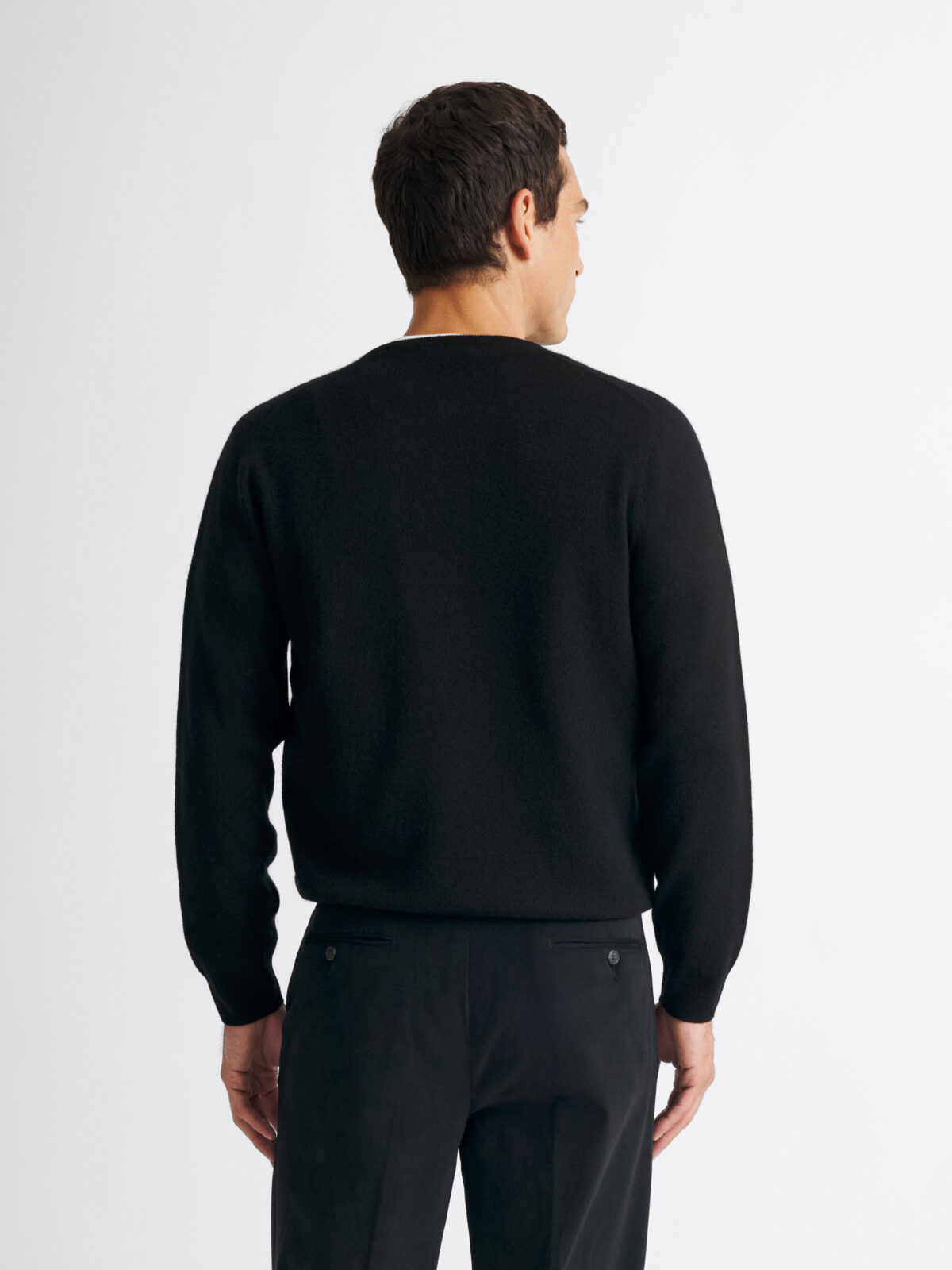 Black Scottish Cashmere V-Neck Sweater - Proper Cloth