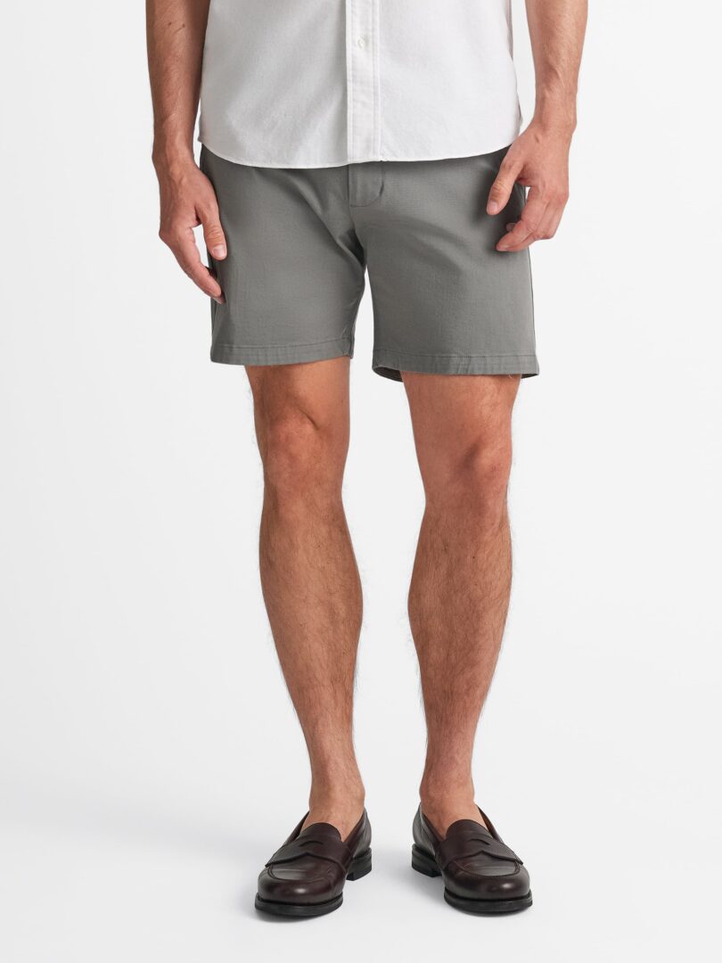 Grey Stretch Cotton Chino Shorts Thumb Detail
