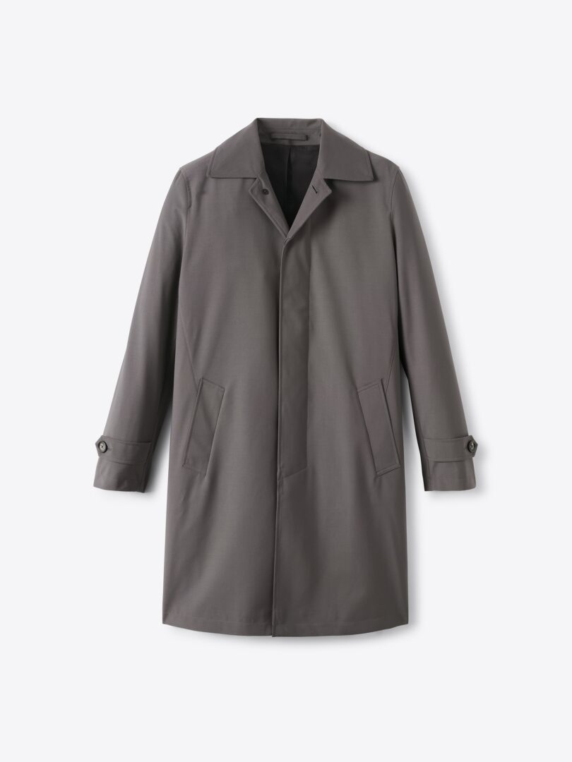 Men’s Bond Grey Technical Wool Raincoat Thumb
