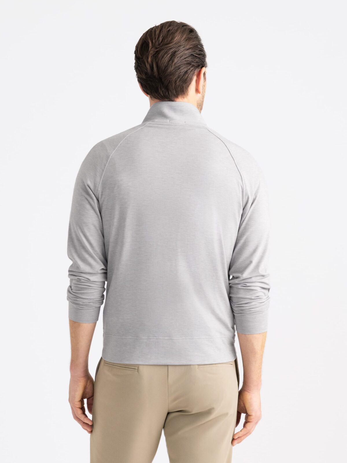 Light Grey Melange Performance Quarter Zip Pullover | Proper Cloth
