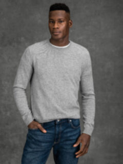 Light Grey Cashmere Crewneck Sweater Product Thumbnail 2