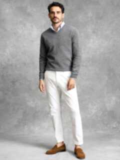 Grey Cashmere V-Neck Sweater Product Thumbnail 4
