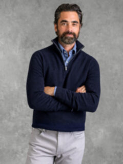 Proper Cloth Navy Merino and Cashmere Shawl Cardigan