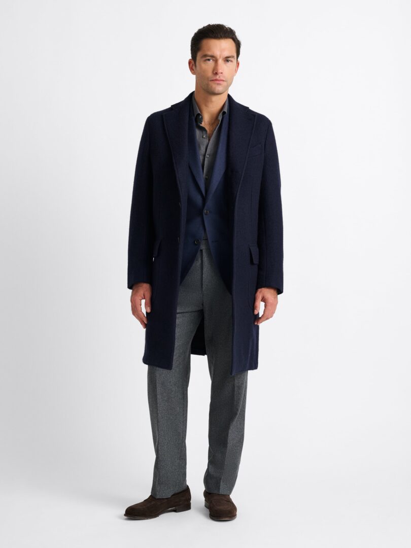 Bowery Navy Felted Wool Coat Thumb Detail
