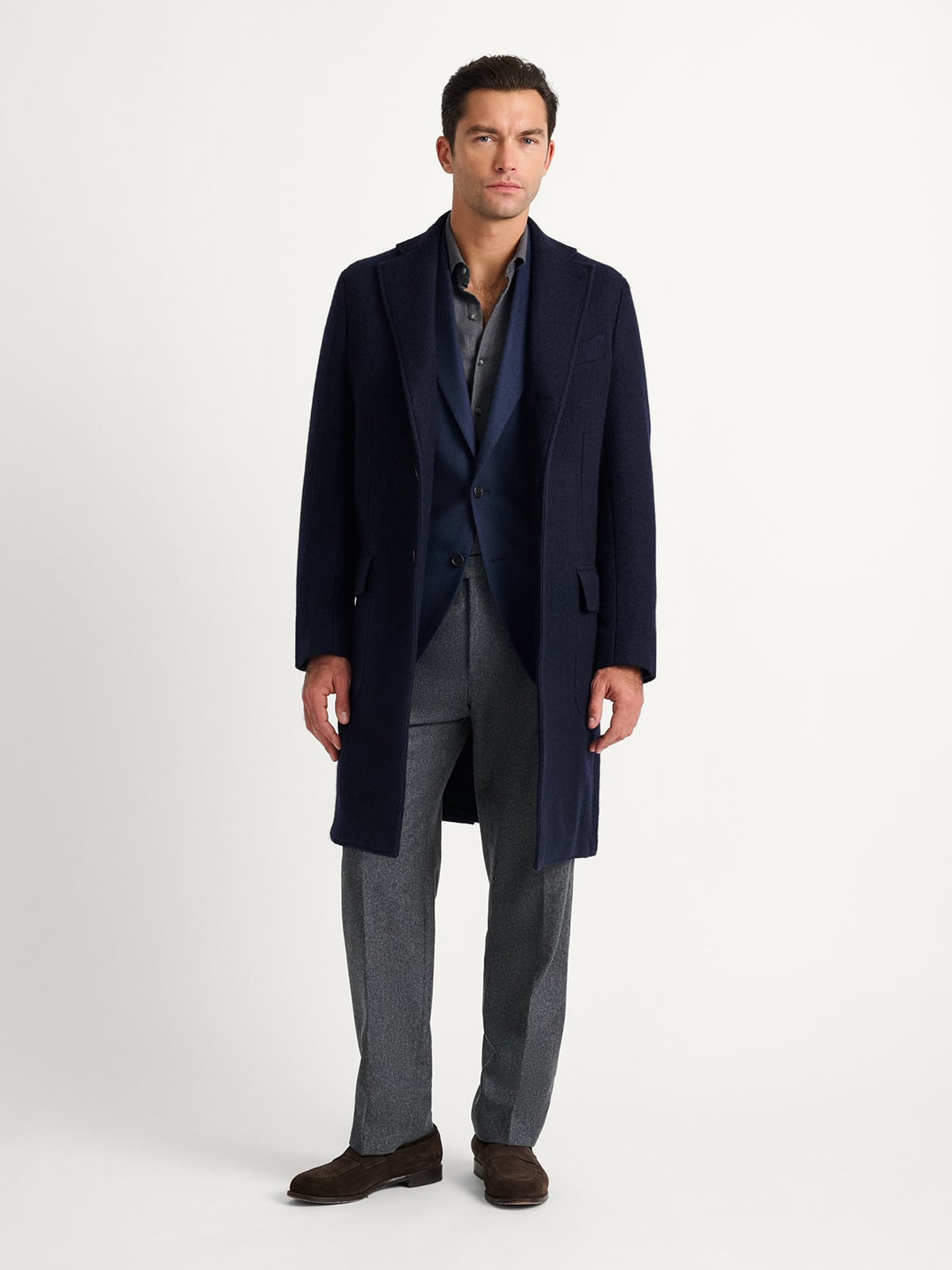 Bowery Navy Felted Wool Coat | Proper Cloth