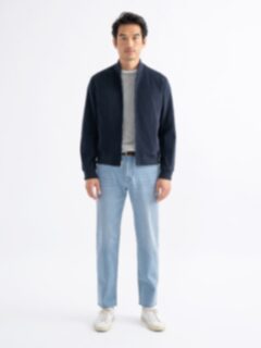 Wythe 2.0 Navy Shaved Cotton Bomber Jacket Product Thumbnail 4