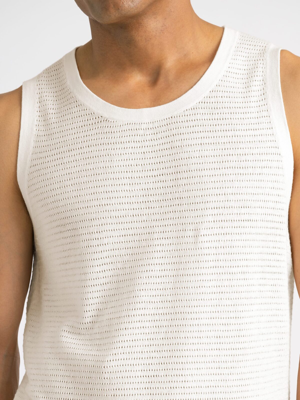 Cream Linen Blend Knit Tank
