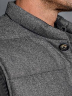 Cortina Grey Herringbone Wool Button Vest Product Thumbnail 7
