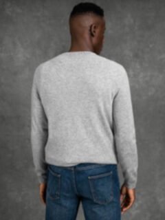 Light Grey Cashmere Crewneck Sweater Product Thumbnail 6