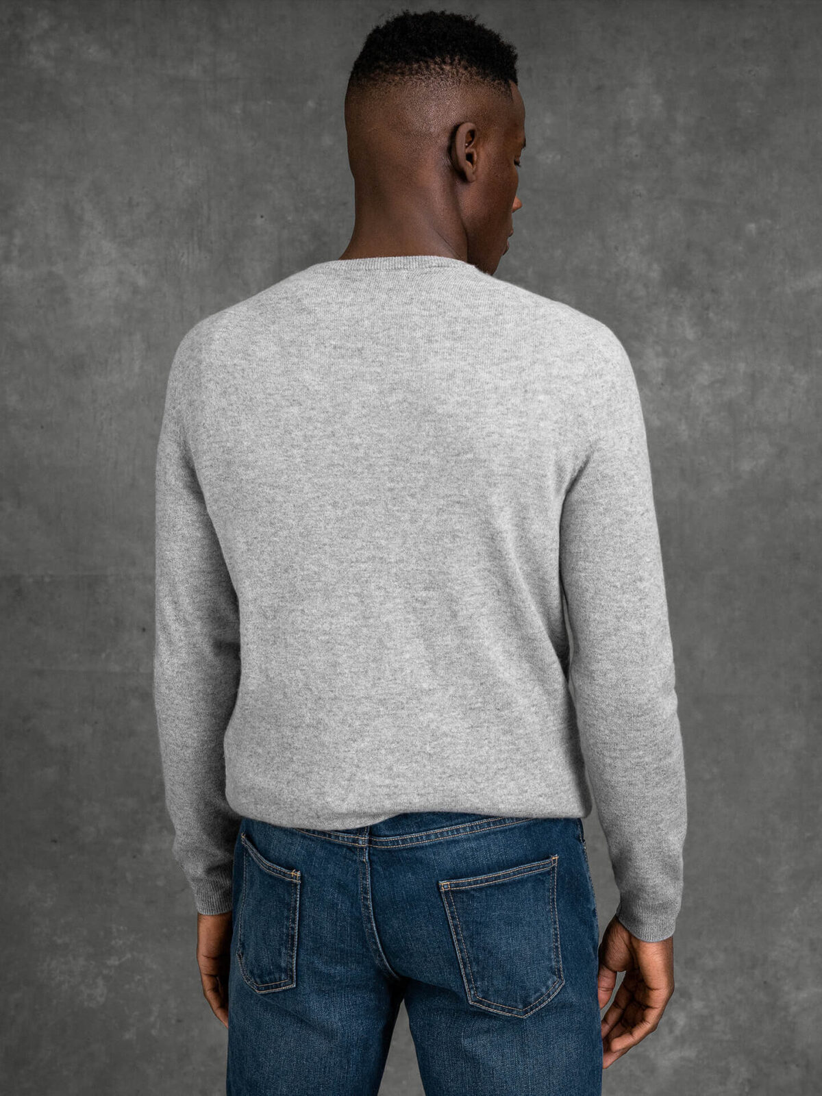 Light Grey Crewneck in Pure Mongolian Cashmere