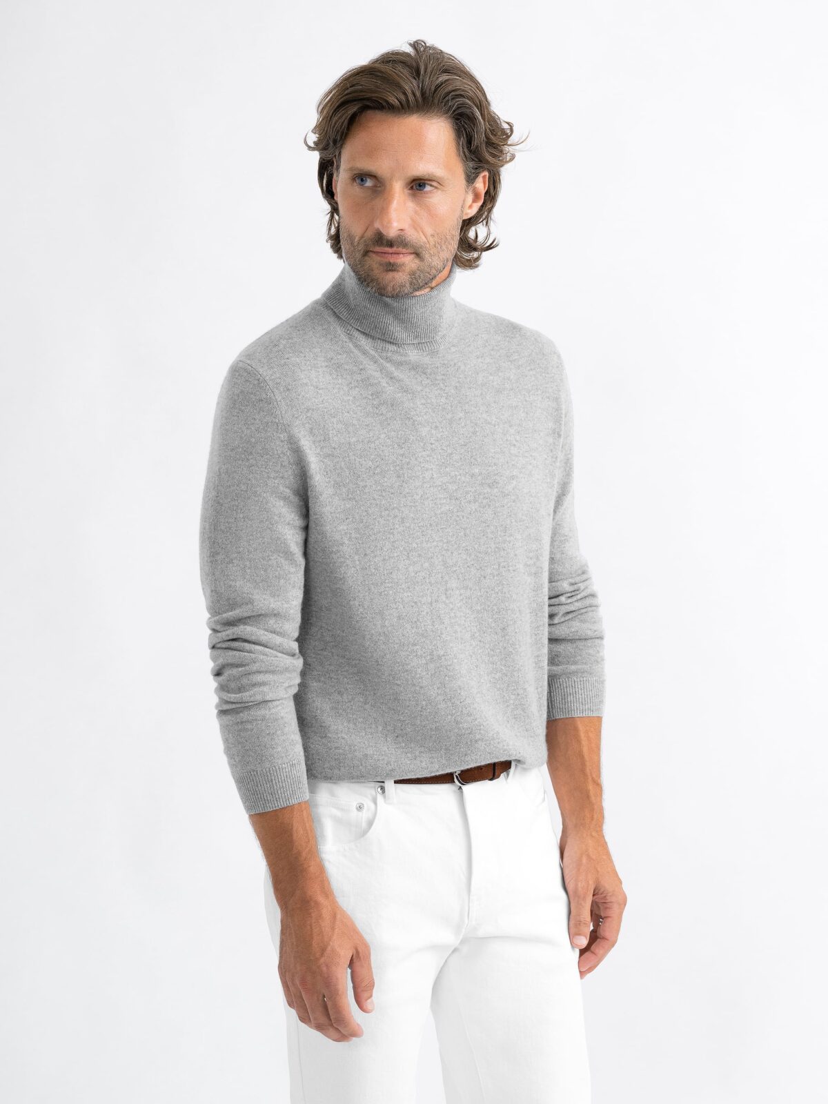 Light Grey Cashmere Turtleneck Sweater
