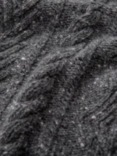 Grey Italian Wool Cashmere Aran Turtleneck Sweater Product Thumbnail 3