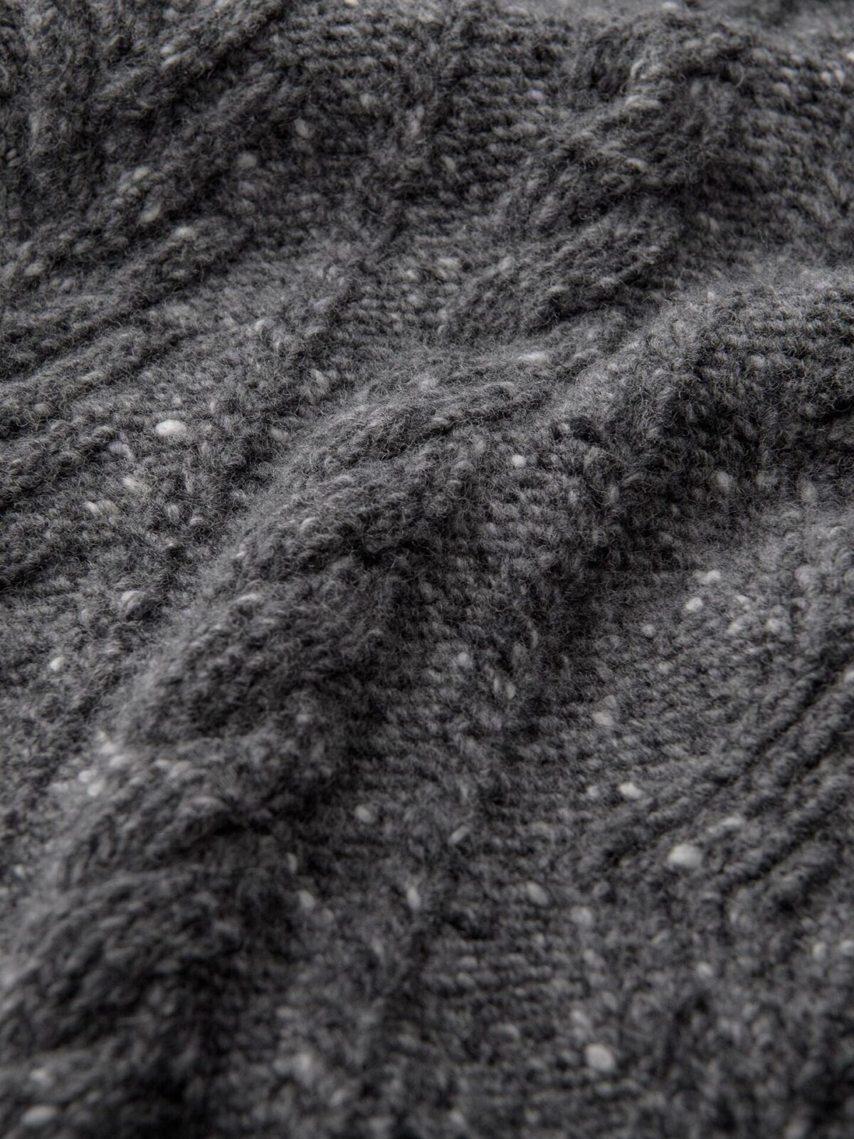 Grey Italian Wool Cashmere Aran Turtleneck Sweater by Proper Cloth