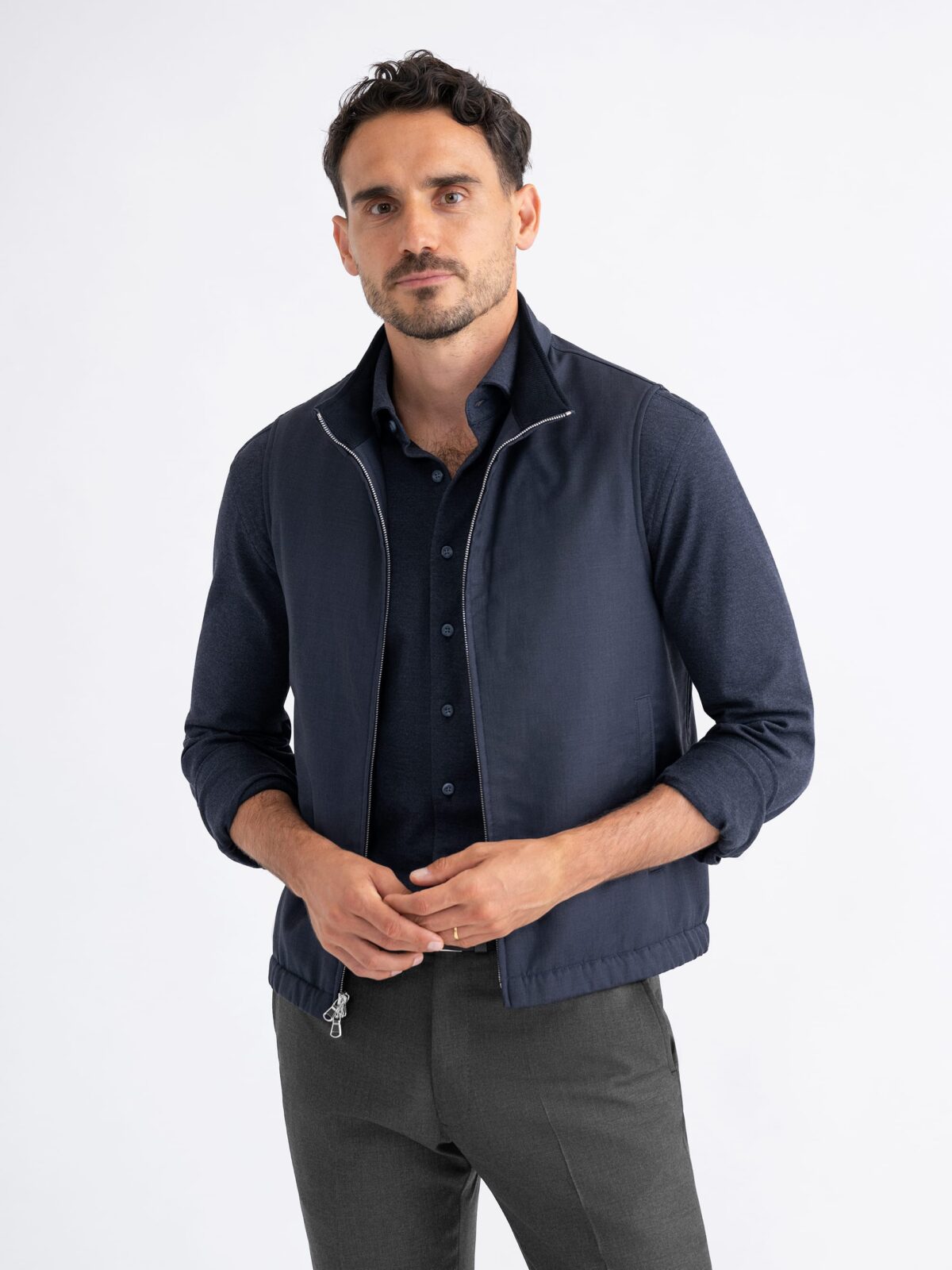 【正規品直輸入】 Merino Navy Lucca Wool Cloth Proper - Vest ジャケット・アウター
