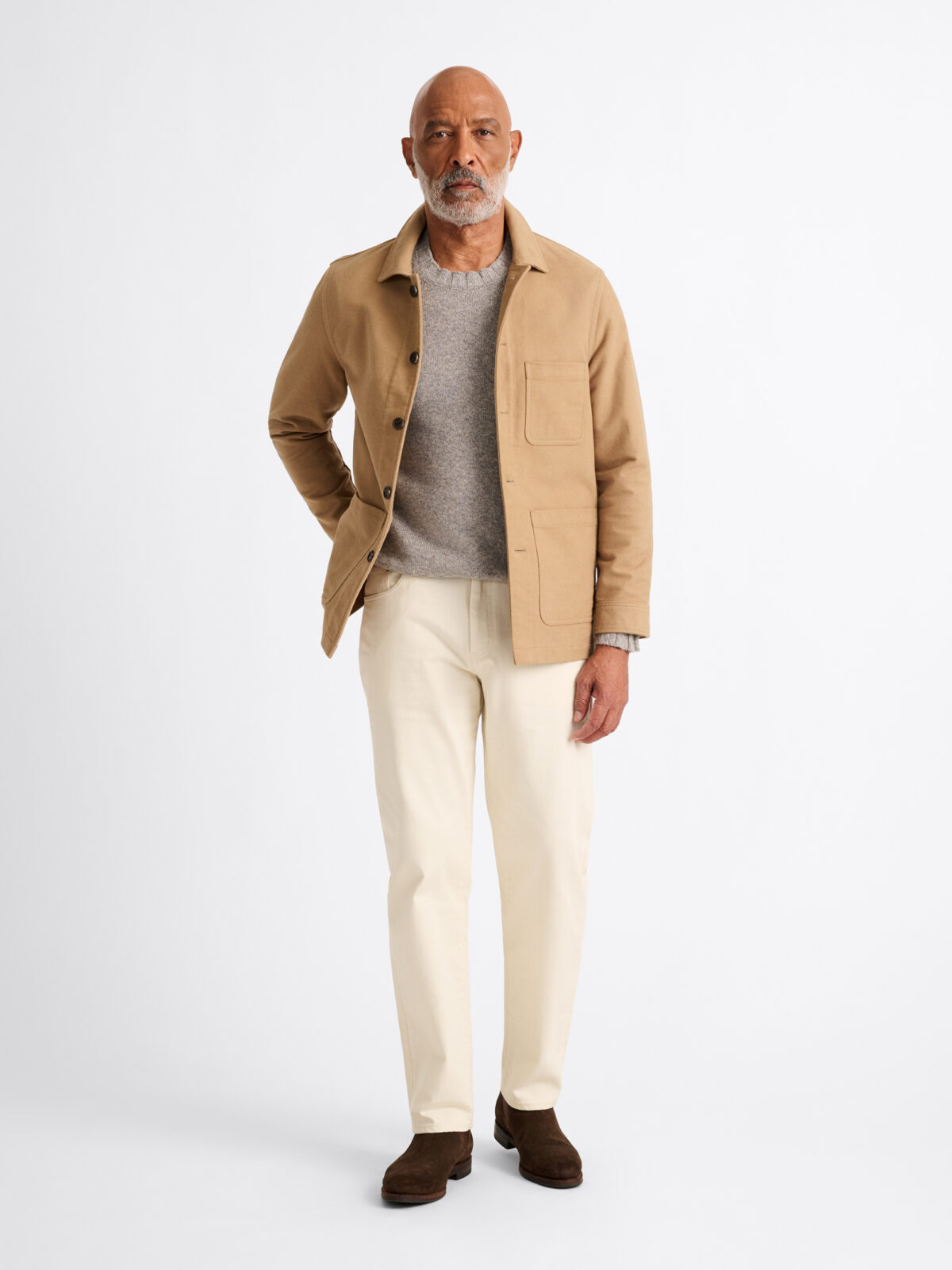 Camel Heavyweight Moleskin Chore Jacket - Proper Cloth