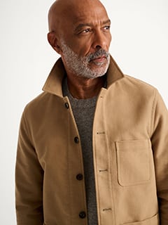 Camel Heavyweight Moleskin Chore Jacket - Proper Cloth