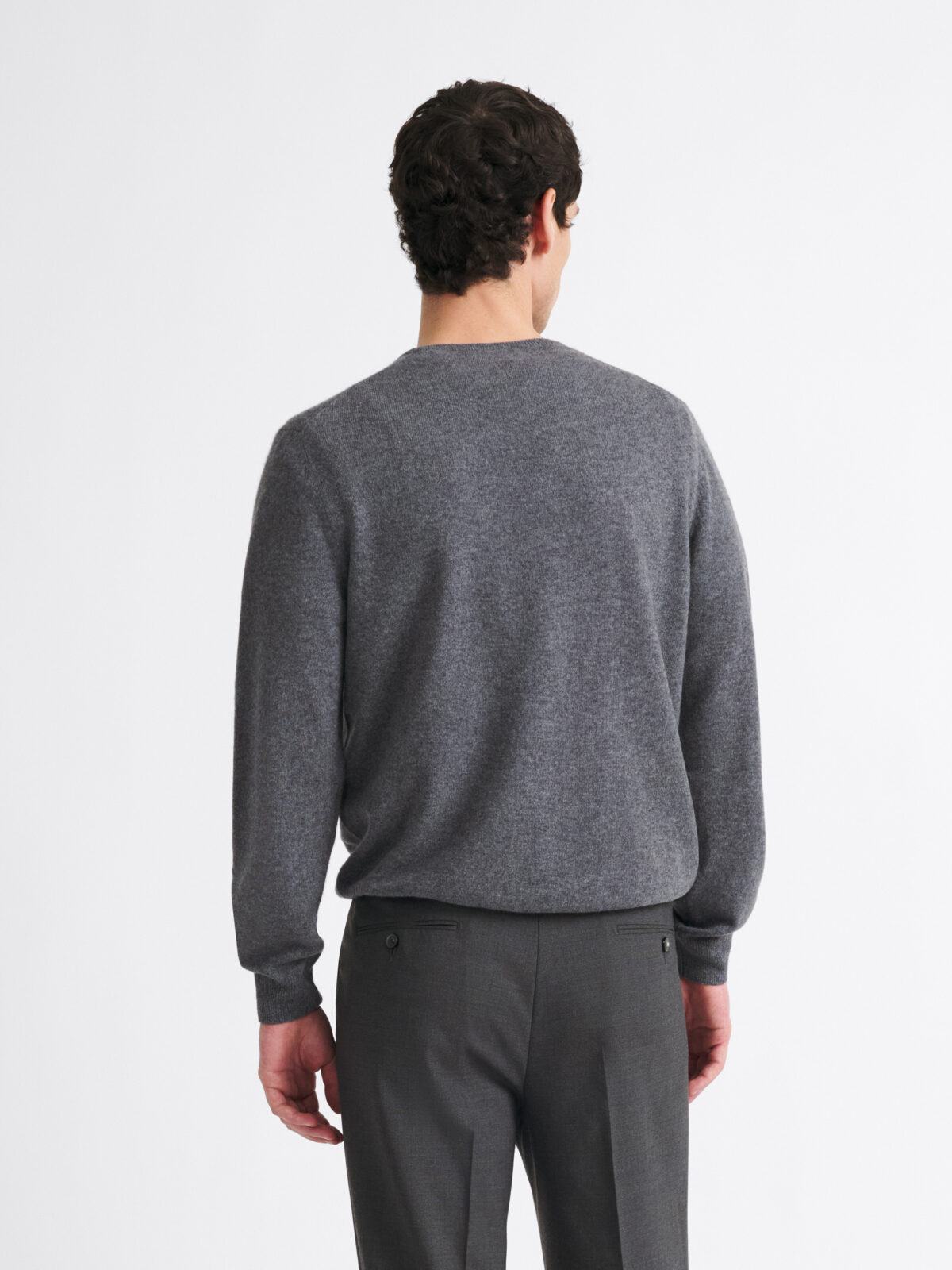 Grey Scottish Cashmere V-Neck Sweater - Proper Cloth