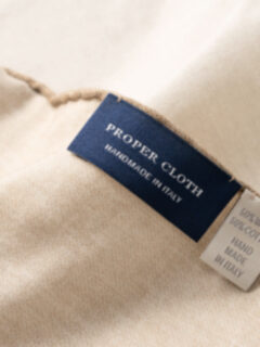 Beige Wool and Cotton Tipped Pocket Square Product Thumbnail 4