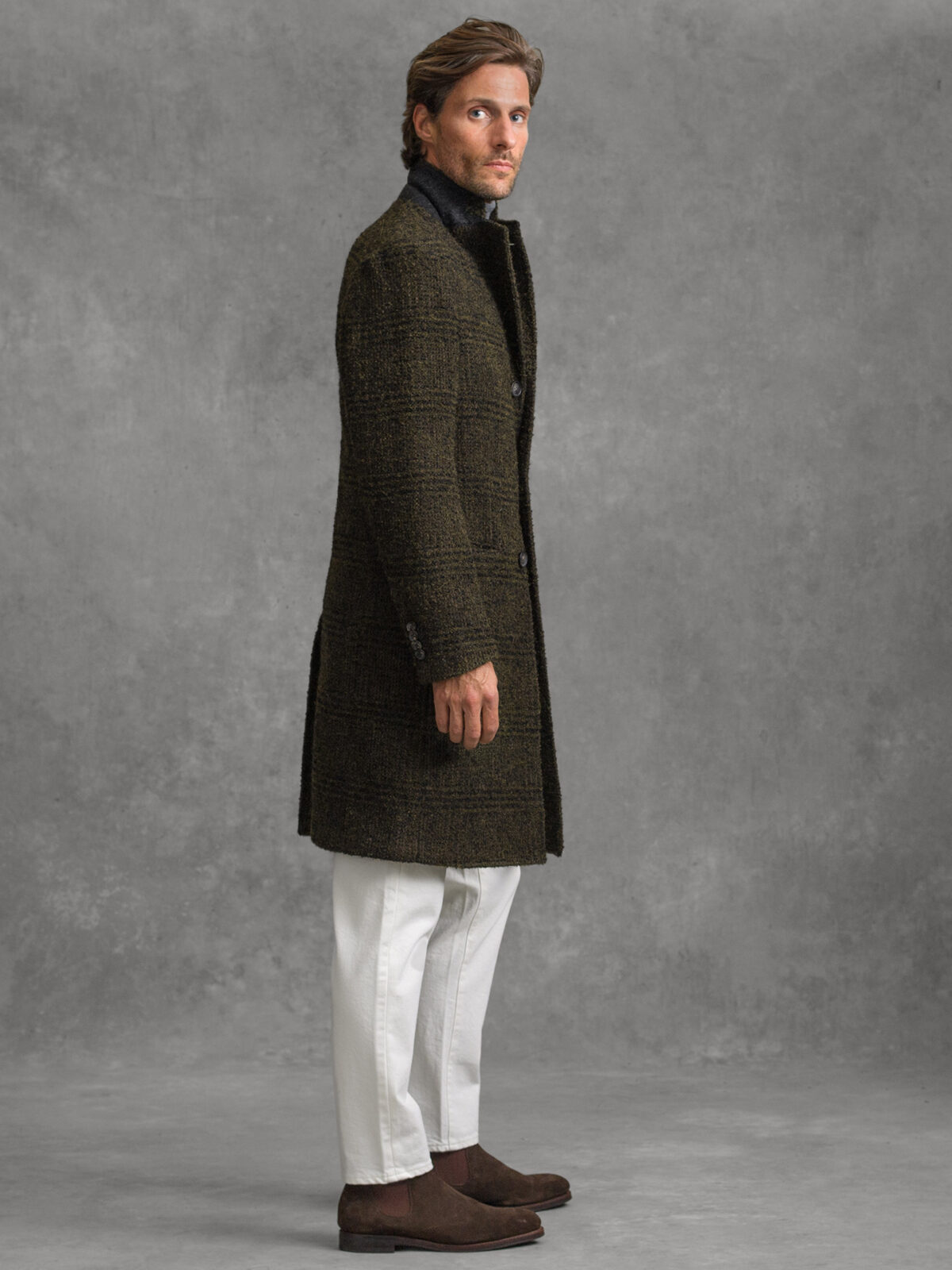 Bowery Pine Plaid Wool Blend Coat