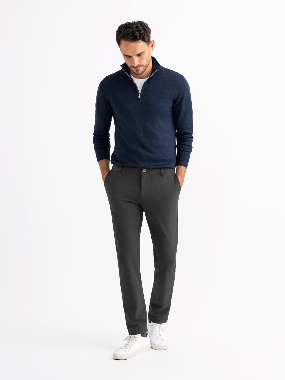 Proper Cloth Melange Merino and Silk Half Zip Sweater