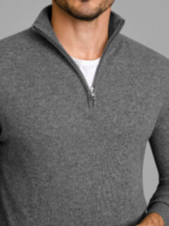 Grey Cashmere Half-Zip Sweater Product Thumbnail 3