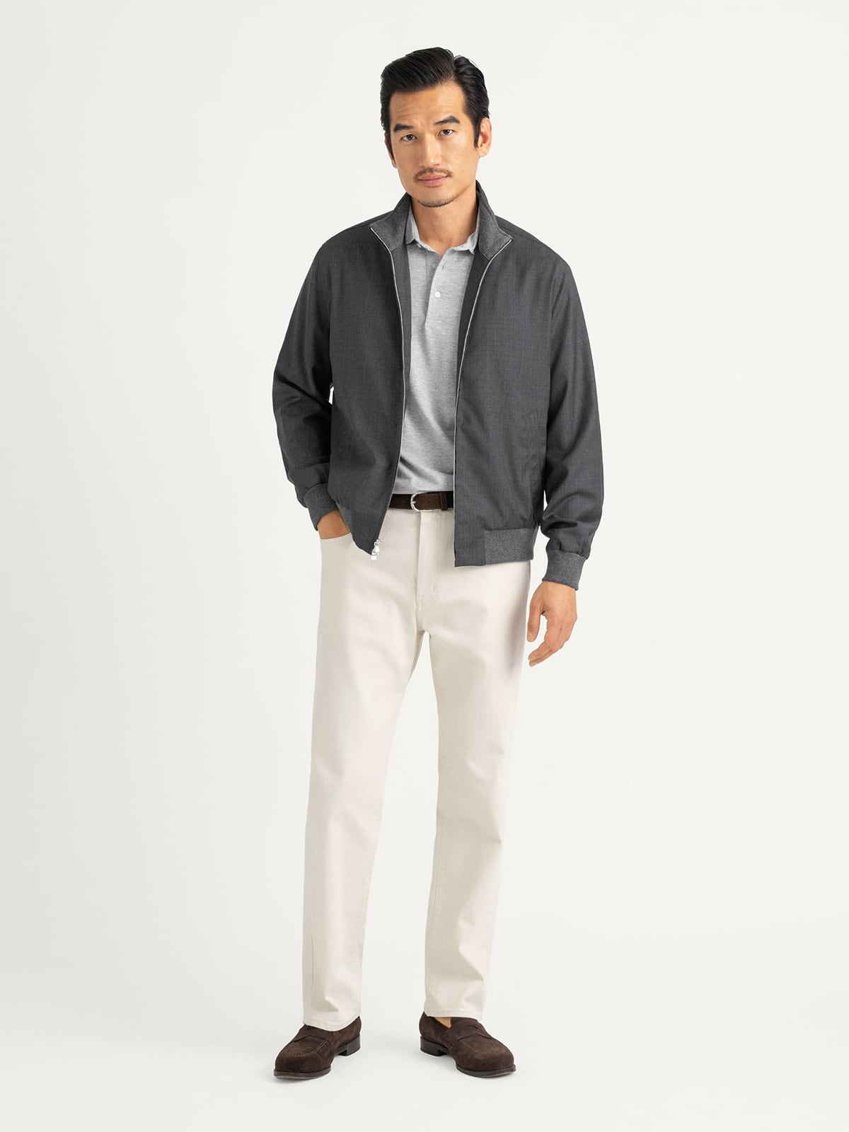 Lucca Charcoal Merino Windbreaker - Proper Cloth