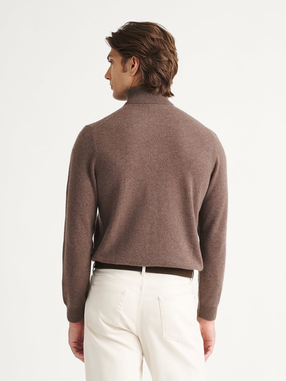 Brown Scottish Cashmere Turtleneck Sweater | Proper Cloth