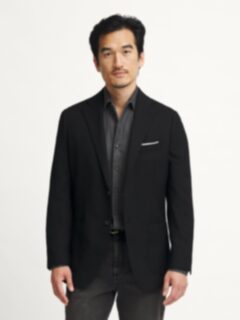 Reda Black Hopsack Bedford Jacket - Custom Fit Tailored Clothing