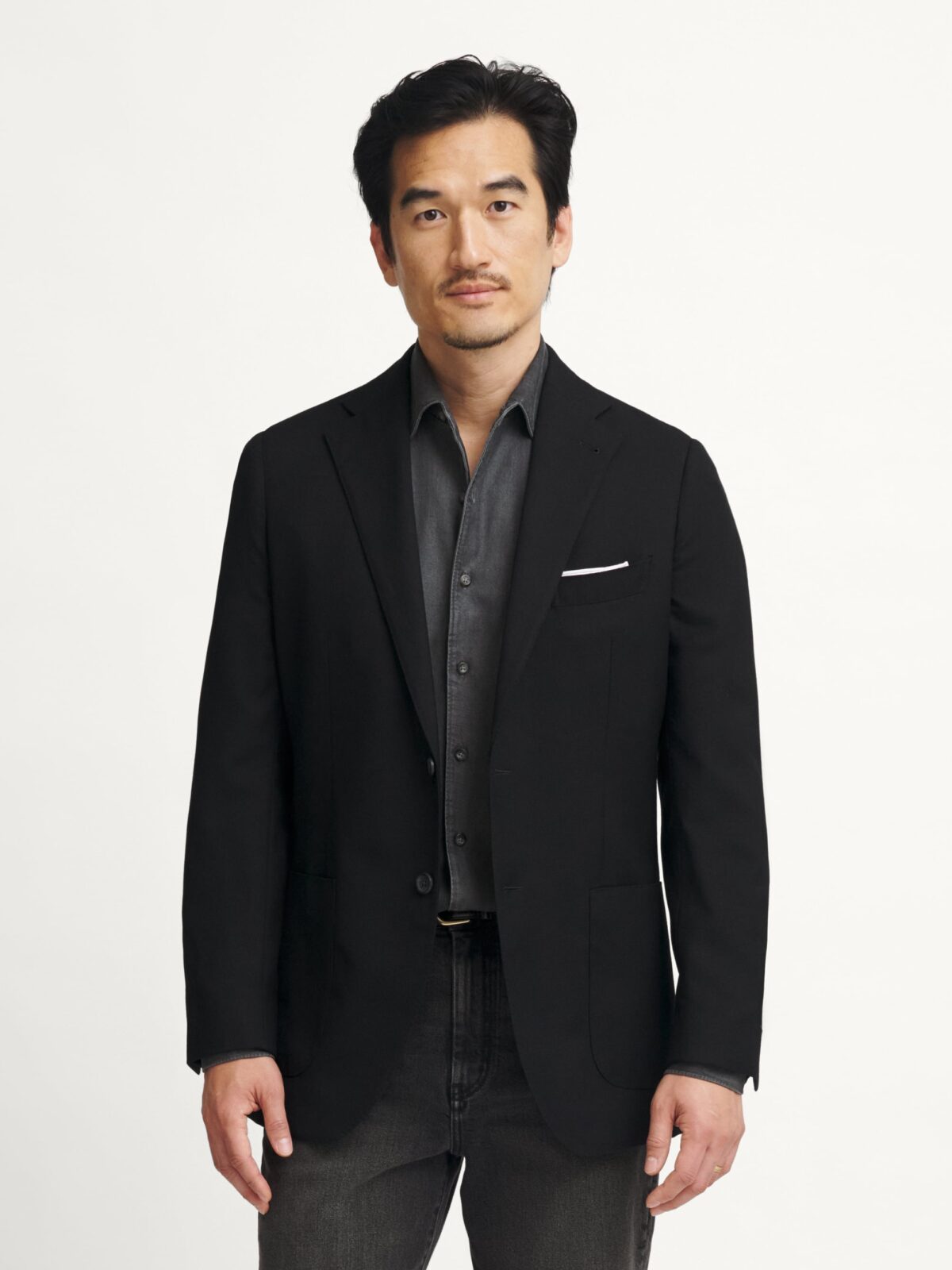 Reda Black Hopsack Bedford Jacket - Custom Fit Tailored Clothing