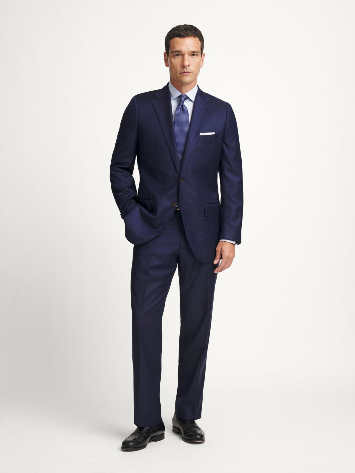 Loro Piana Fabric S170s Navy Wool and Cashmere Mercer Suit
