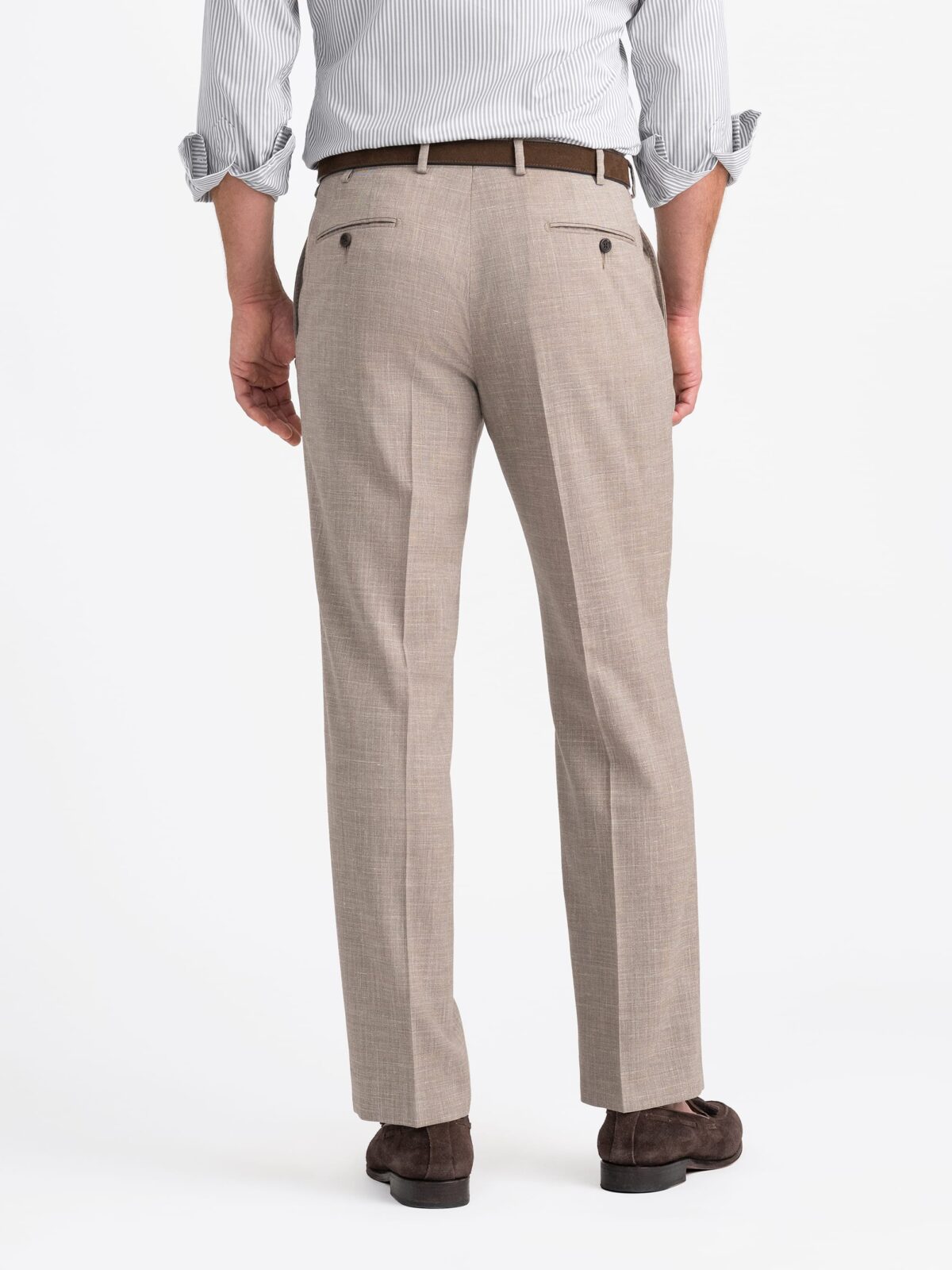 Beige Wool and Linen Stretch Dress Pant