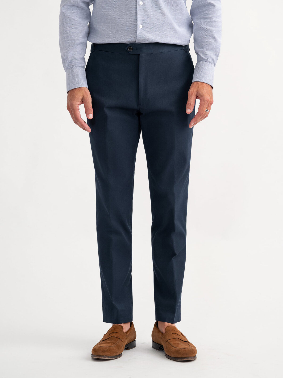 Proper Cloth Navy Stretch Cotton Men's Custom Dress Pants