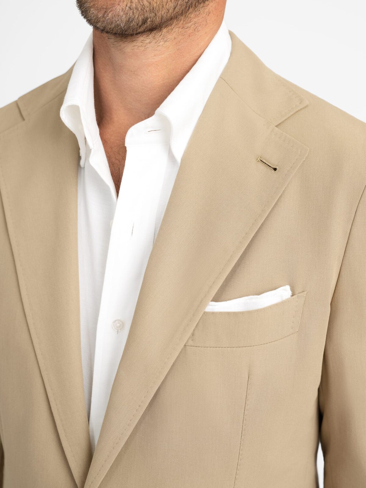 あき　SACRA H.COUNT COTTON TUMBLE JACKET Khaki High Twist Cotton Sullivan Jacket - Custom Fit Tailored Clothing
