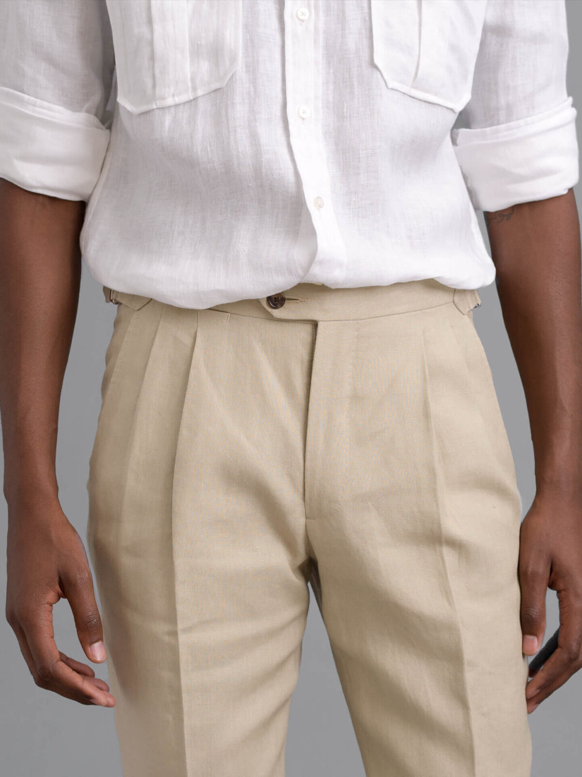 Slim Fit Linen Suit Pants - Beige - Men | H&M AU