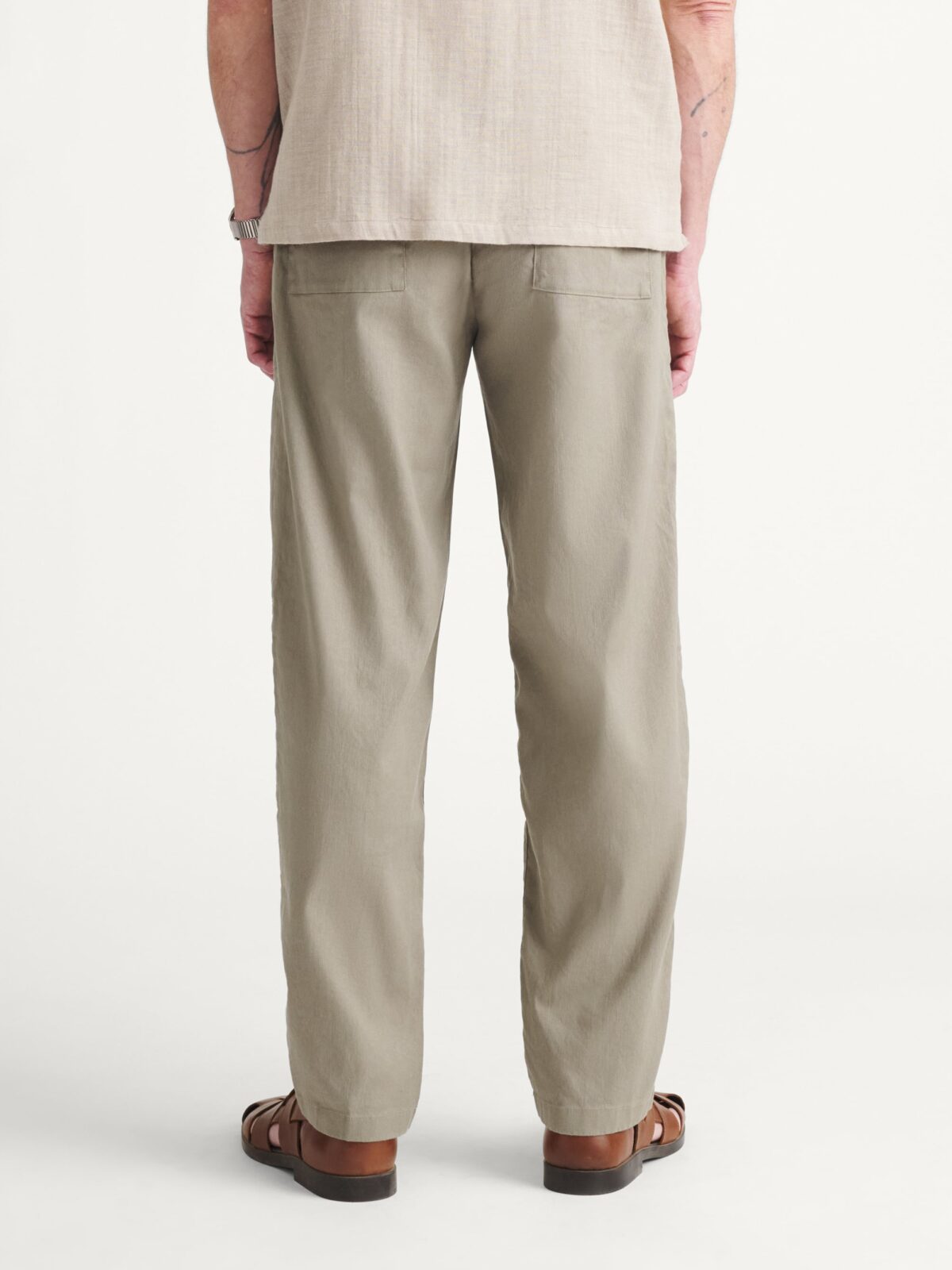 Amalfi Sage Cotton and Linen Stretch Drawstring Pant - Custom Fit