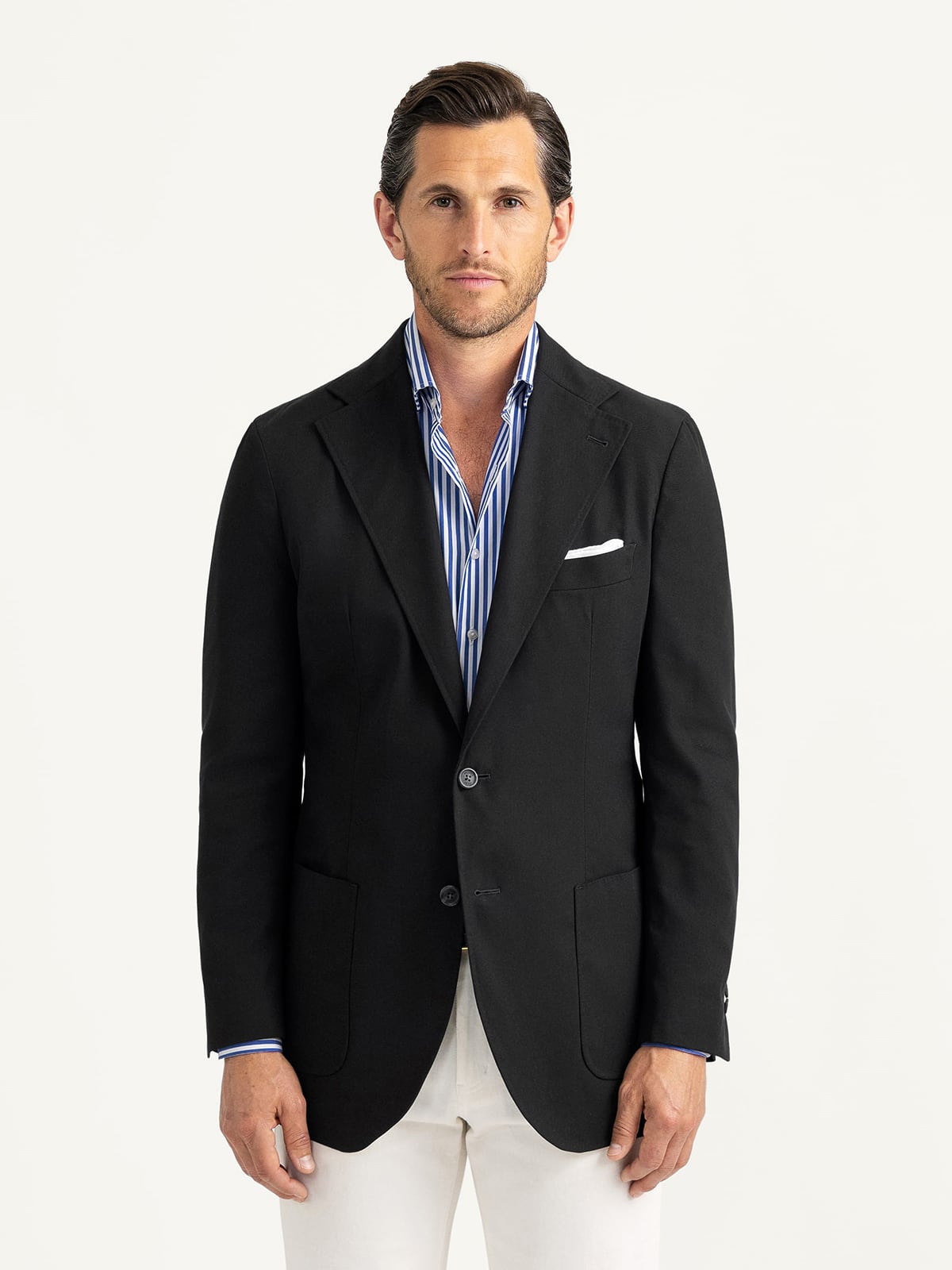 Black High Twist Cotton Sullivan Jacket - Custom Fit Tailored Clothing