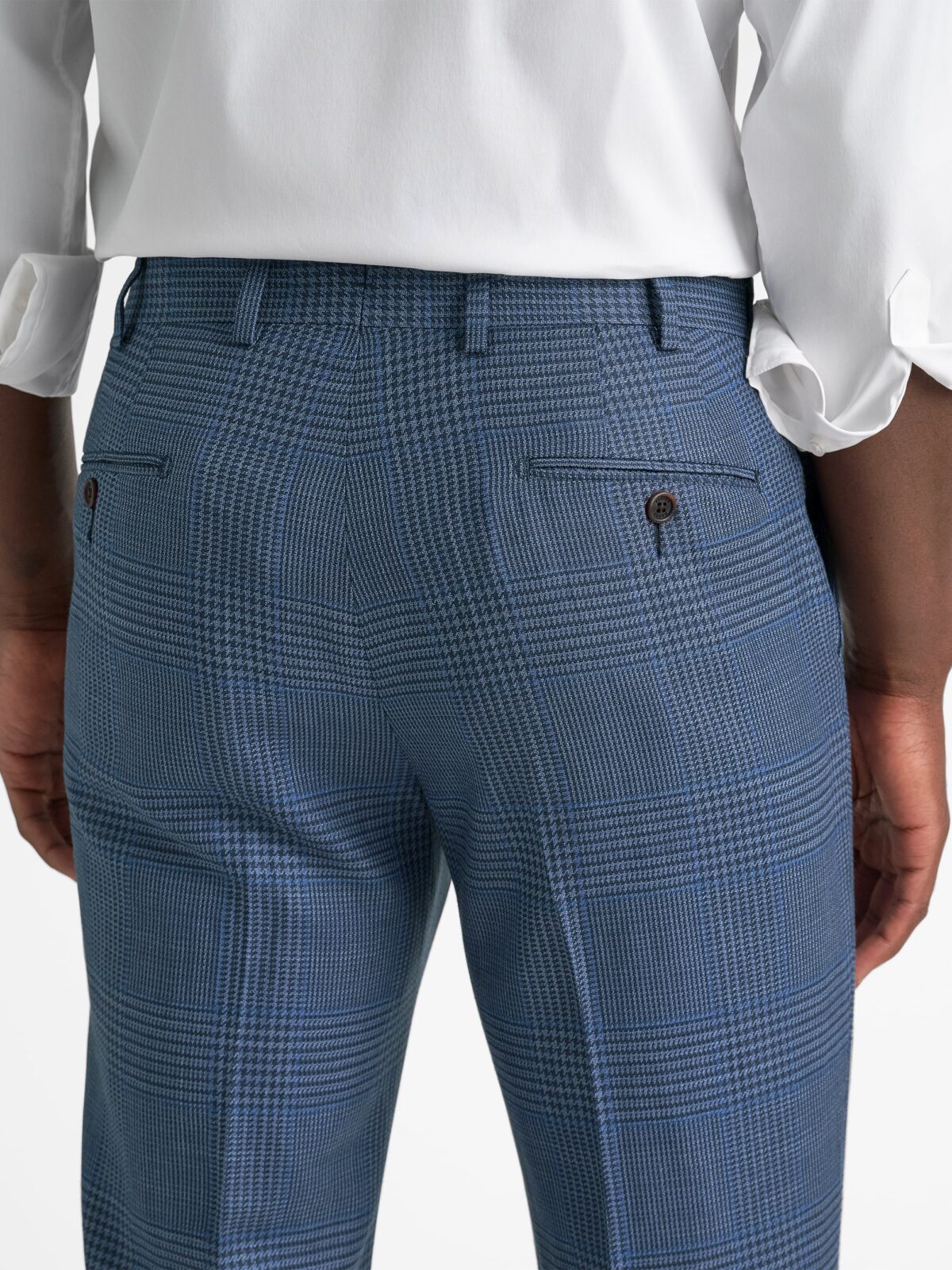 Slate Glen Plaid Wool and Linen Stretch Dress Pant - Custom Slate Glen Plaid Wool and Linen Stretch Dress Pant - Custom