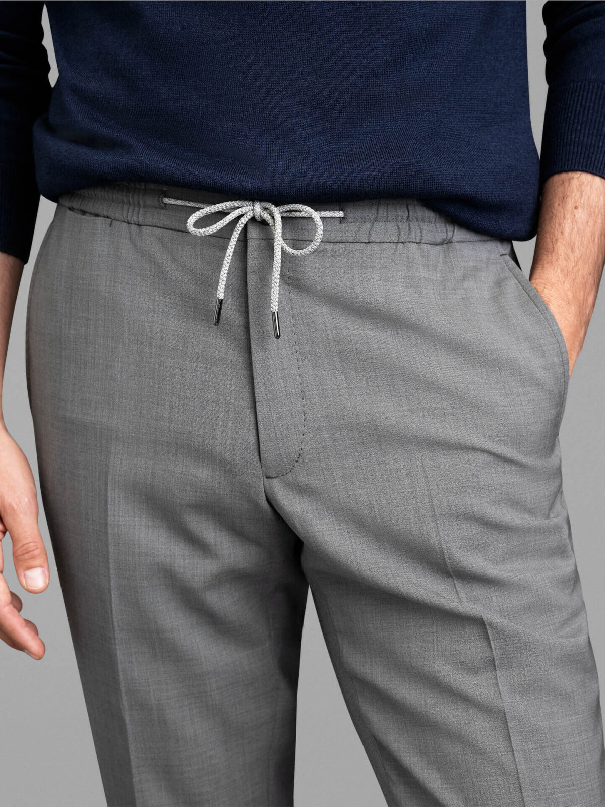 Light Grey Stretch Wool Jogger - Custom Fit Tailored Clothing