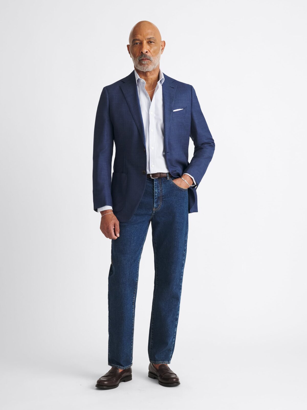 Blue Melange Hopsack Bedford Jacket - Custom Fit Tailored Clothing