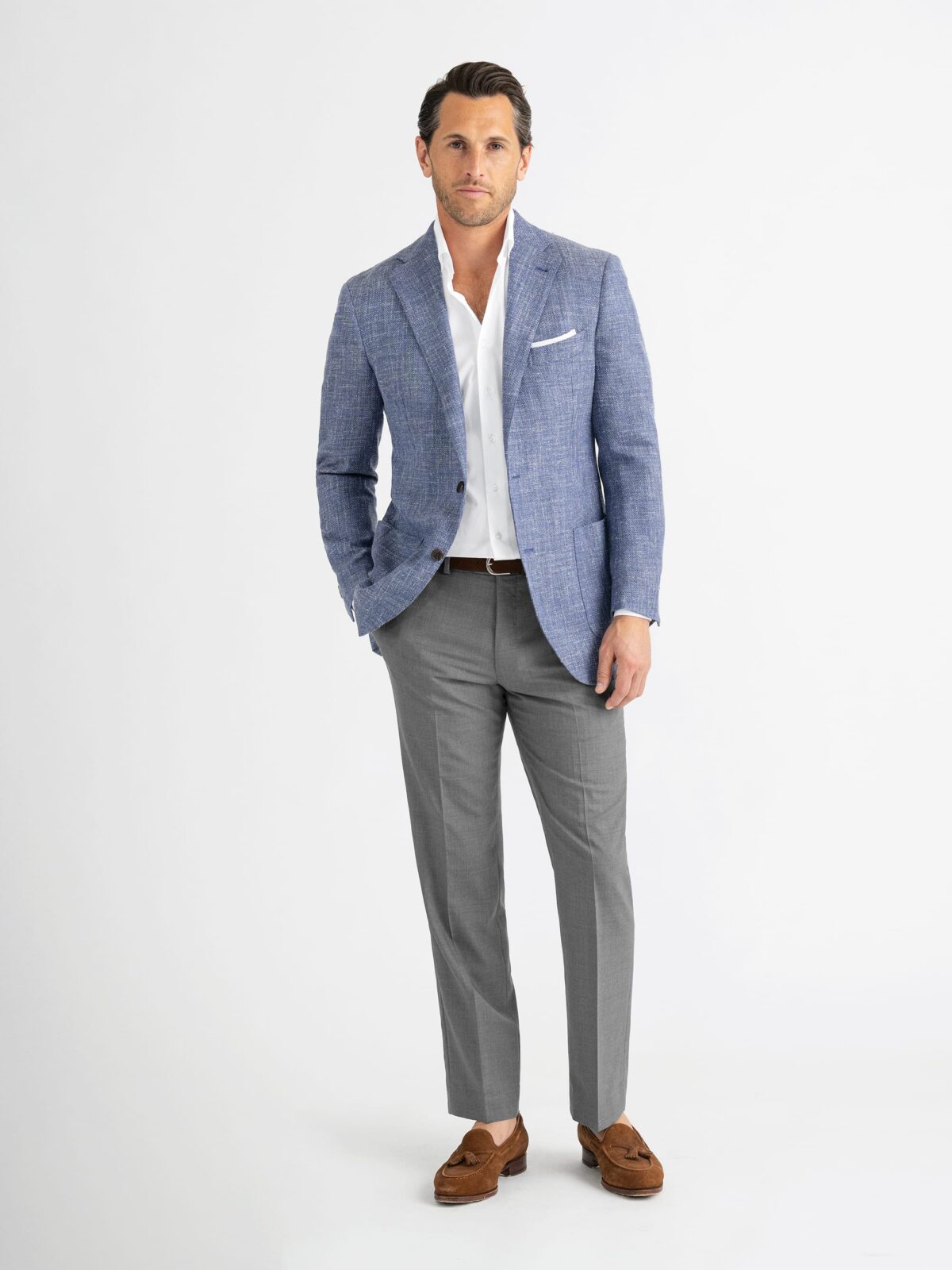 Drago Grey Melange Glen Plaid S130s Allen Suit - Custom Fit Tailored  Clothing